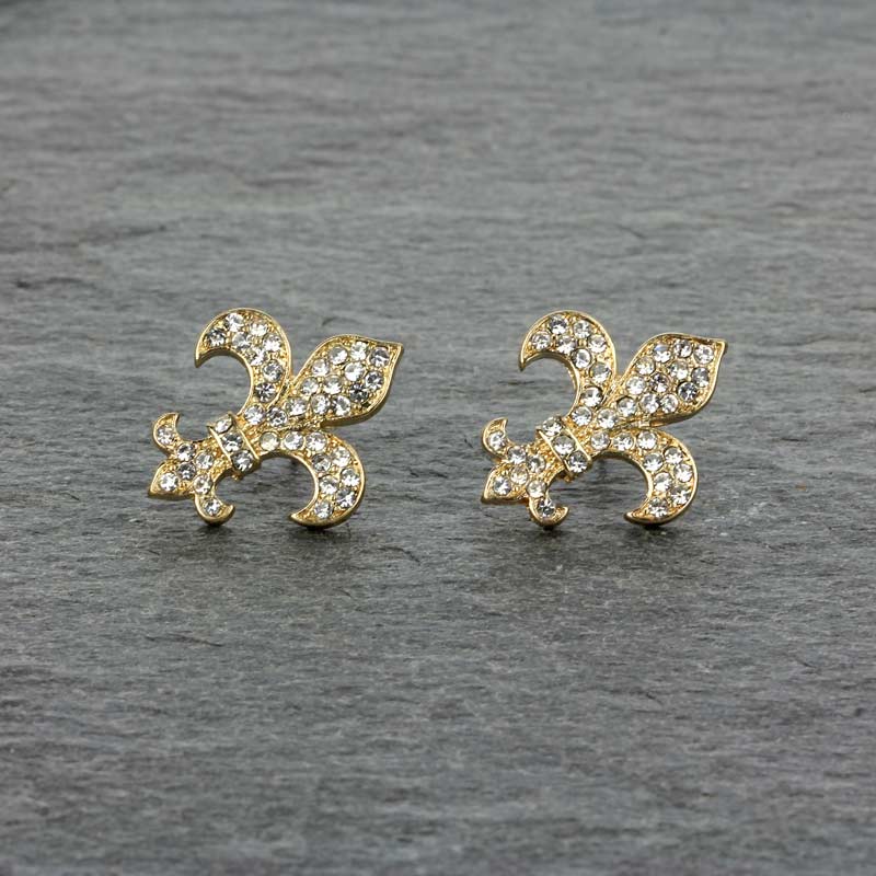 Fleur De Lis Rhinestone Earrings