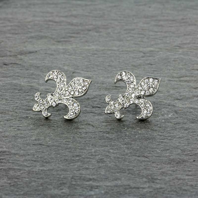 Fleur De Lis Rhinestone Earrings