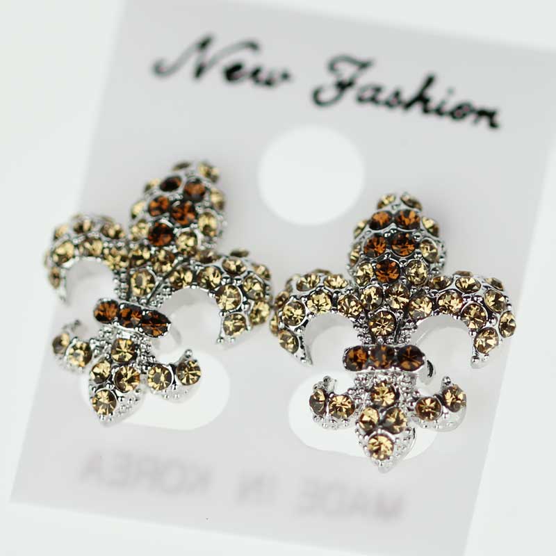 Fleur De Lis Rhinestone Earrings