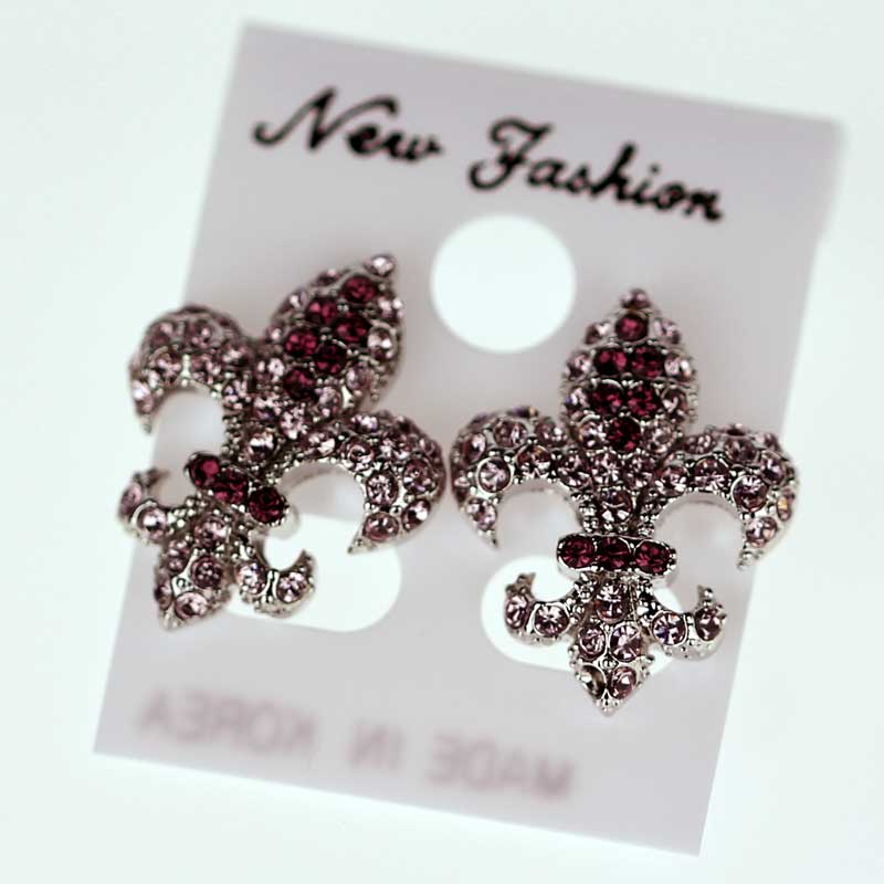 Fleur De Lis Rhinestone Earrings