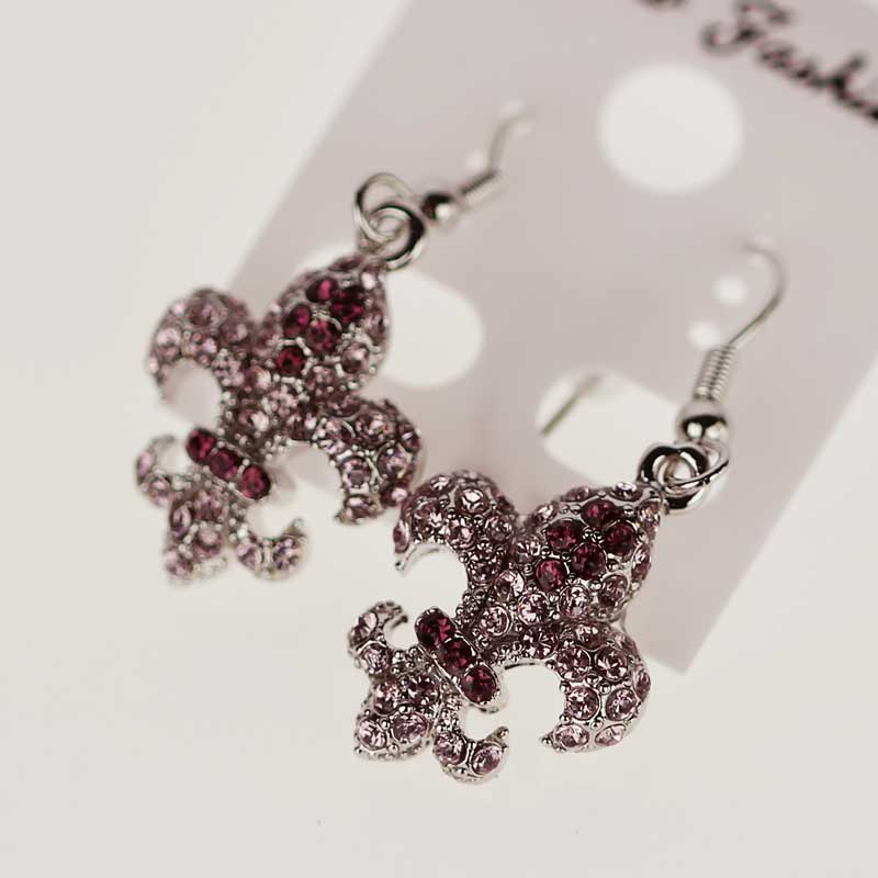 Fleur De Lis Rhinestone Earrings