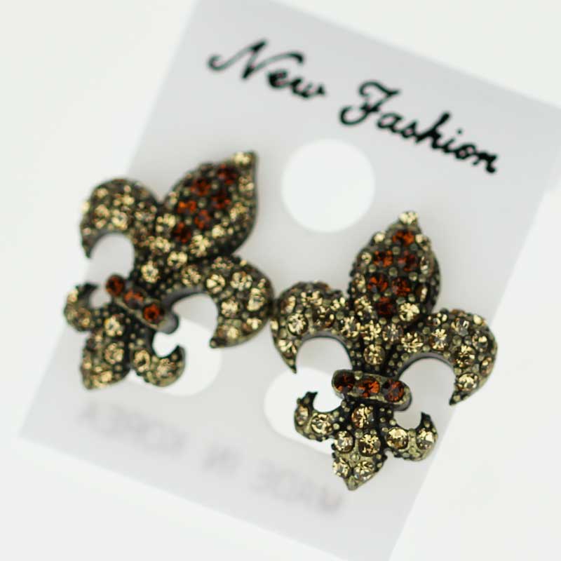 Fleur De Lis Rhinestone Post Earrings