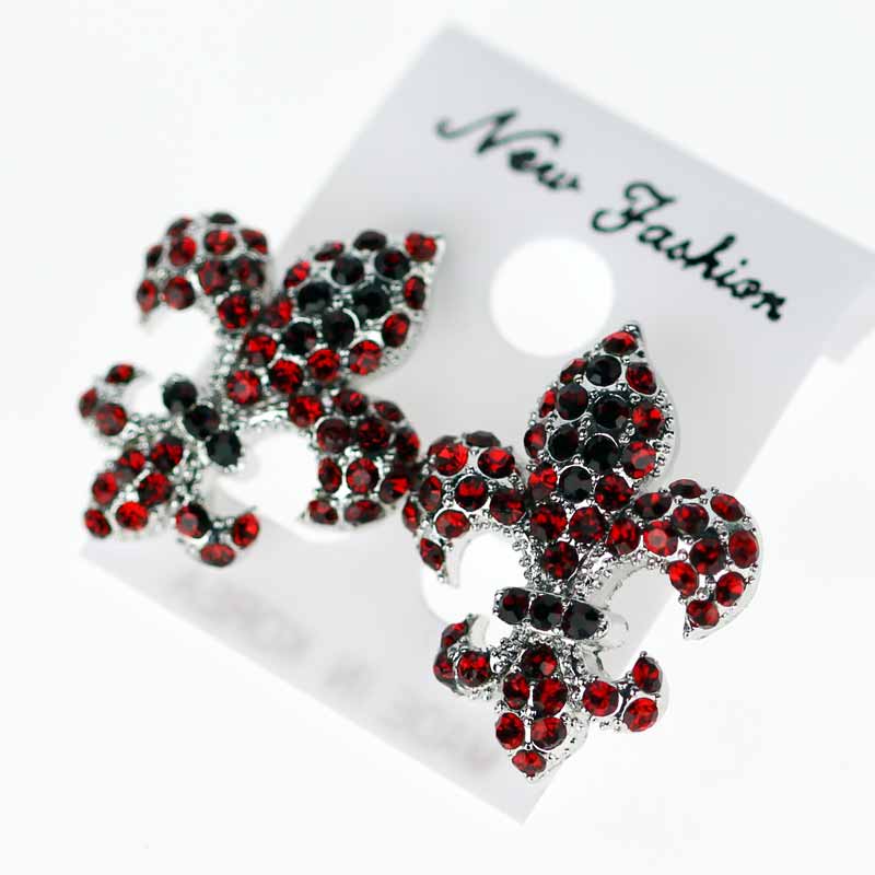 Fleur De Lis Rhinestone Earrings