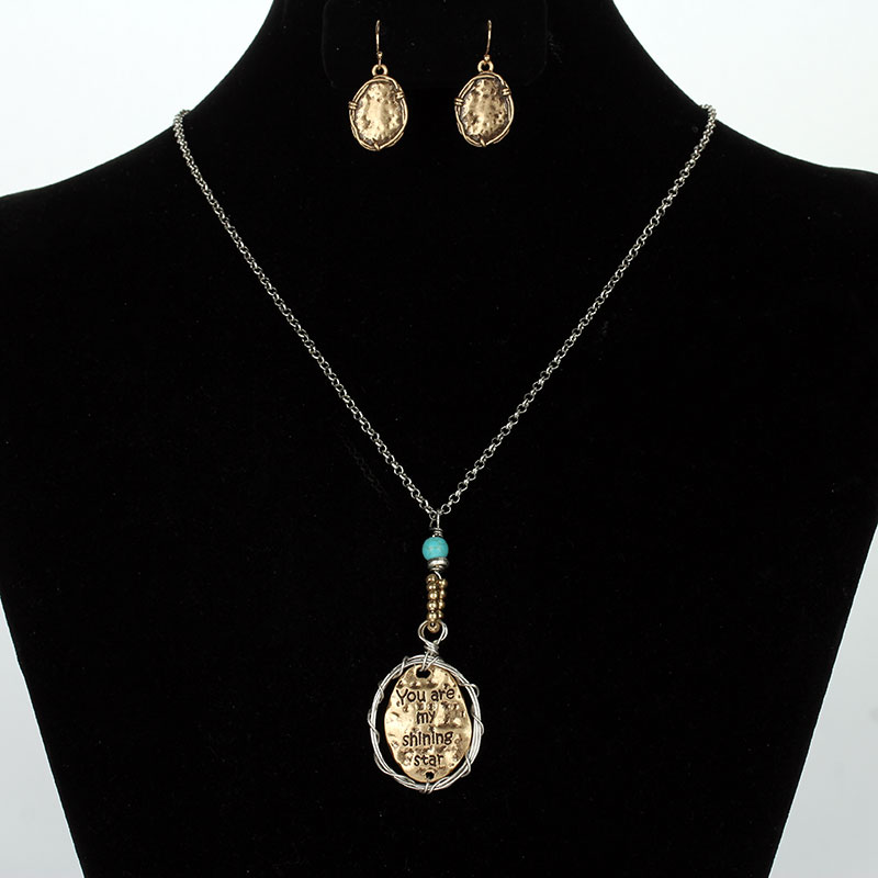 Inspirational "You are my shining star" Necklace Set