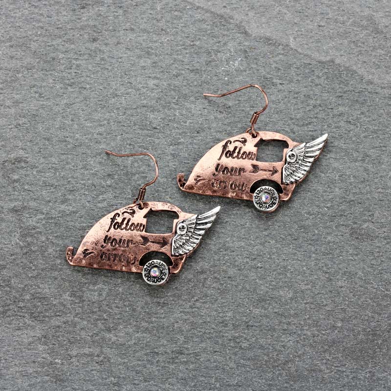 Camping Trailer "follow your arrow" Fish Hook Earrings