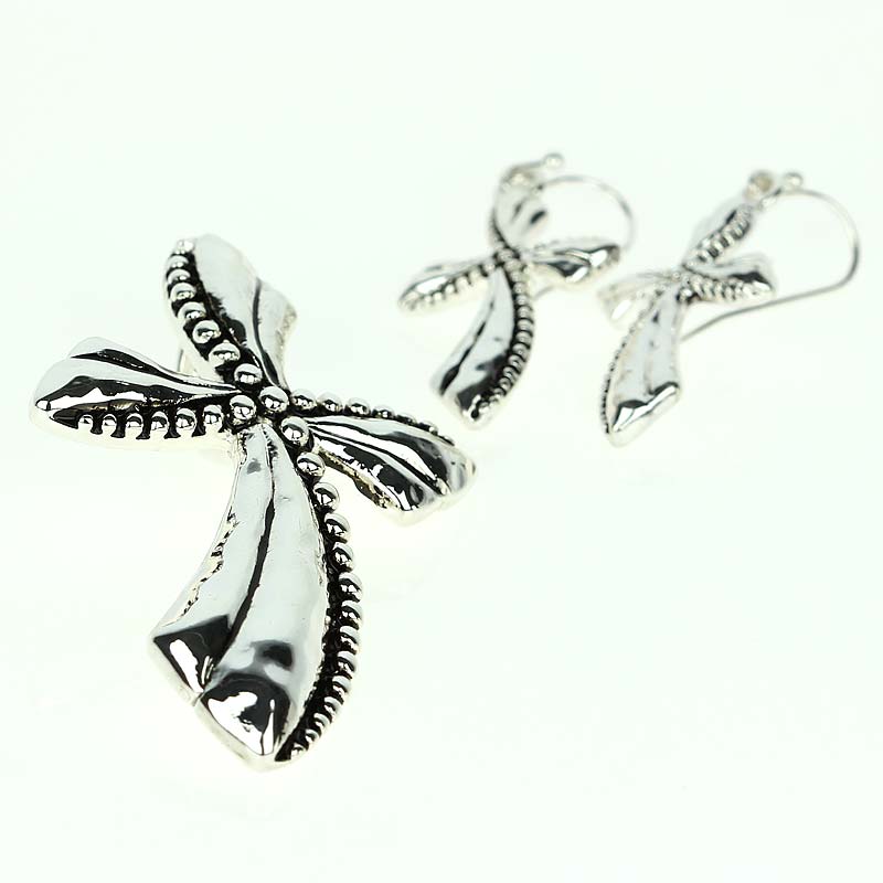 Cross Pendant and Earring Set
