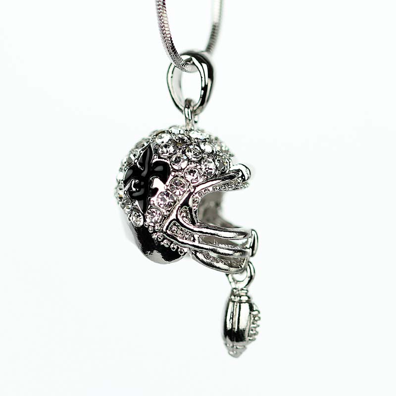 Football Helmet with Fleur De Lis Logo Pendant Necklace