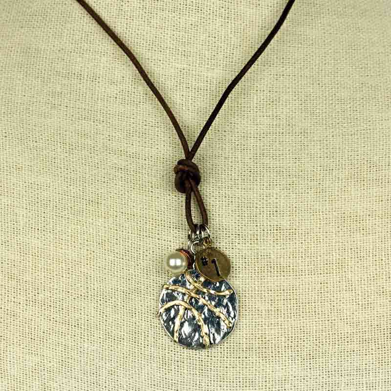 Sports Theme "Basketball" Pendant Necklace