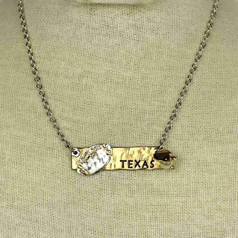 Sports Theme "Football TX" Pendant Necklace