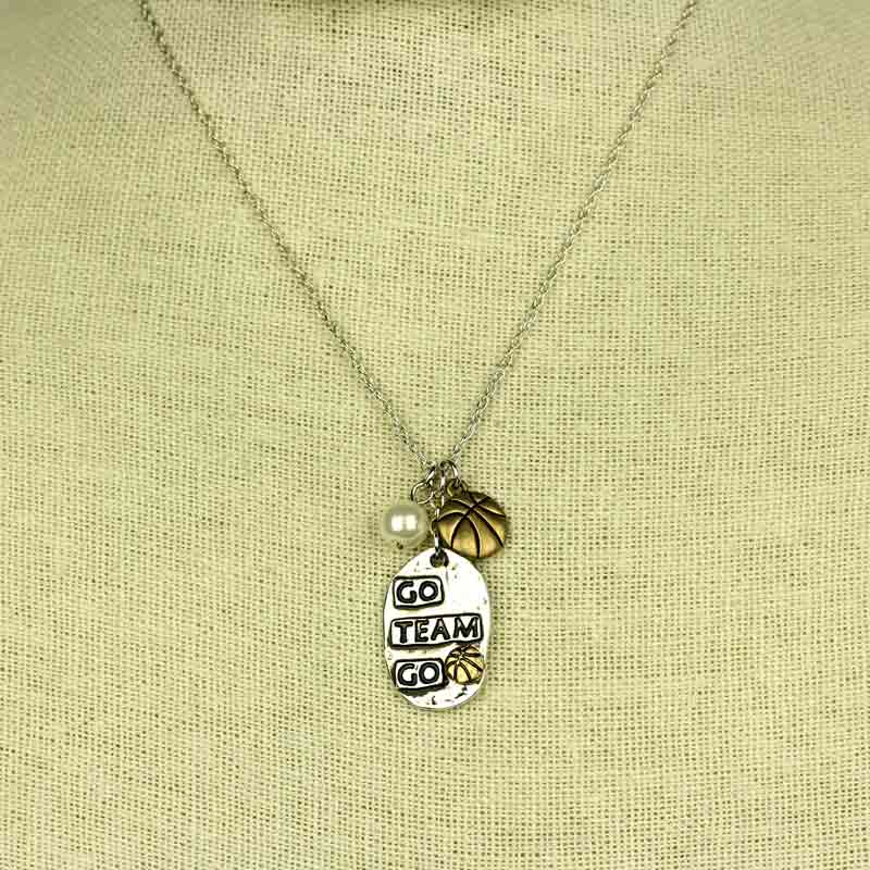 Sports Theme "Basketball" Pendant Necklace