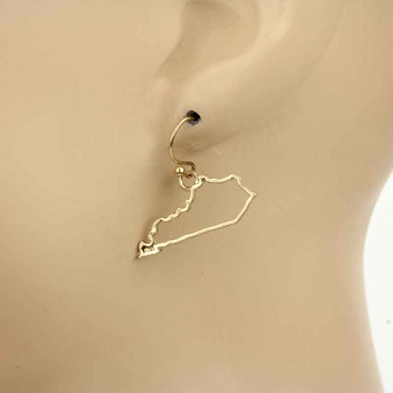 "Kentucky" Map Stencil Fish Hook Earrings - Image 2