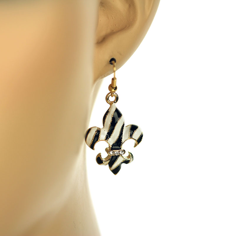 Fleur De Lis "Zebra Print" Earrings