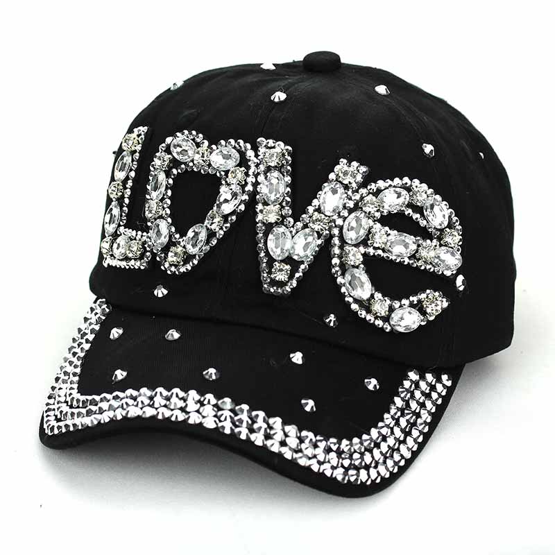 Fashion Love Rhinestone Cap