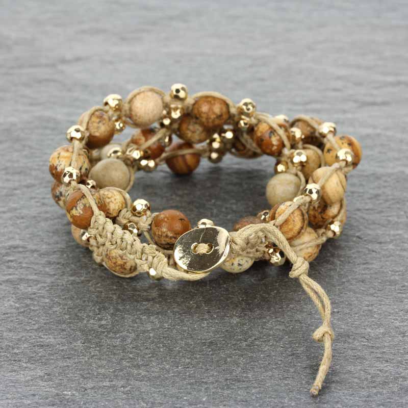 Handmade Genuine Stone Triple Wrap Bracelet - Image 2