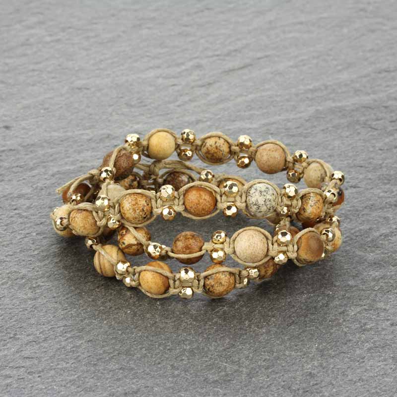Handmade Genuine Stone Triple Wrap Bracelet