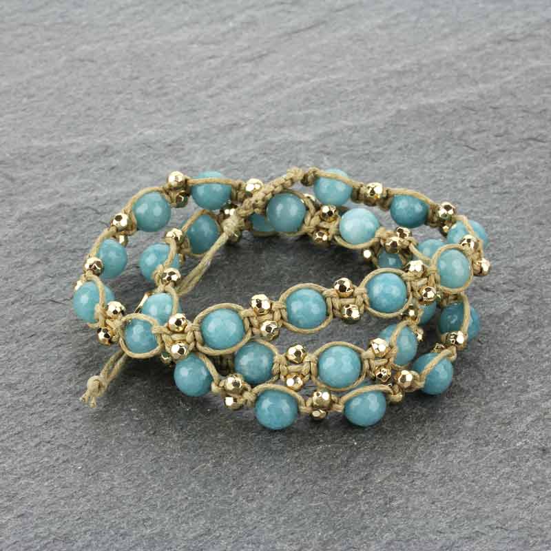 Handmade Genuine Stone Triple Wrap Bracelet