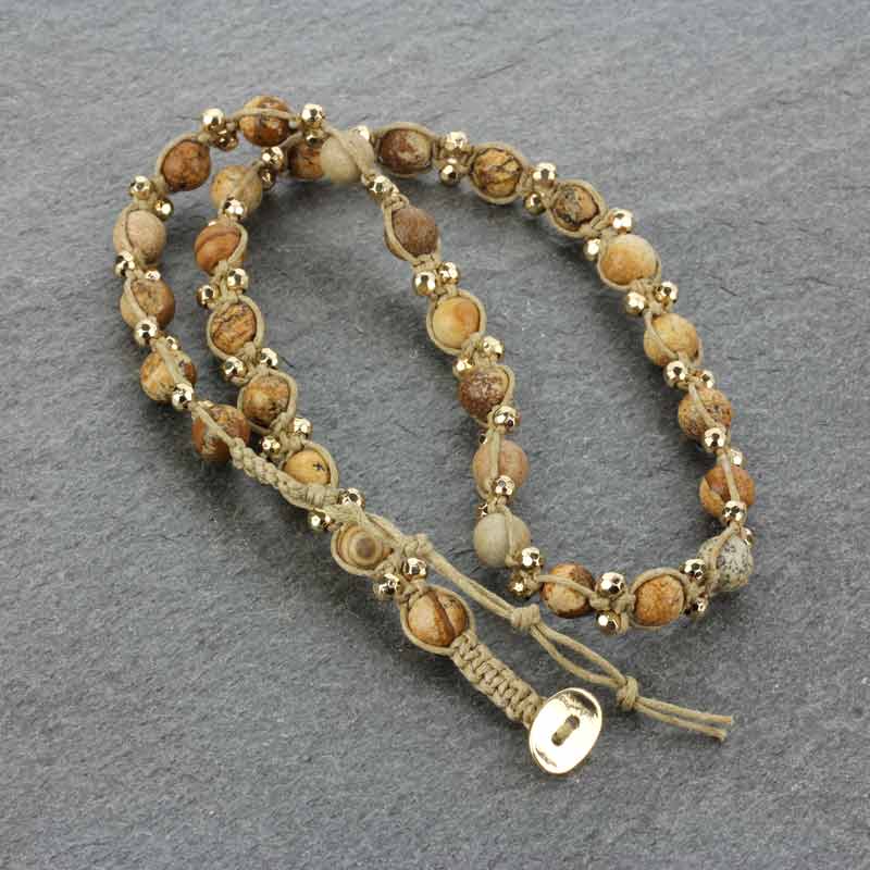 Handmade Genuine Stone Triple Wrap Bracelet - Image 4