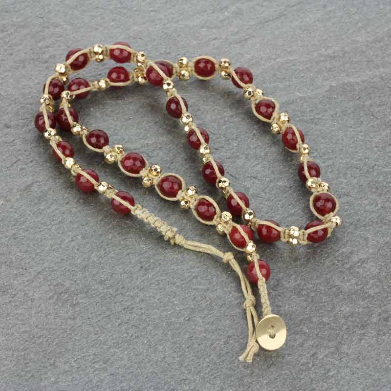 Handmade Genuine Stone Triple Wrap Bracelet - Image 4