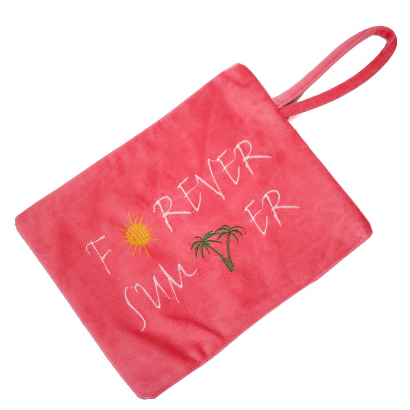 Embroidered Fabric Wet Bikini Swimsuit Zip Bag