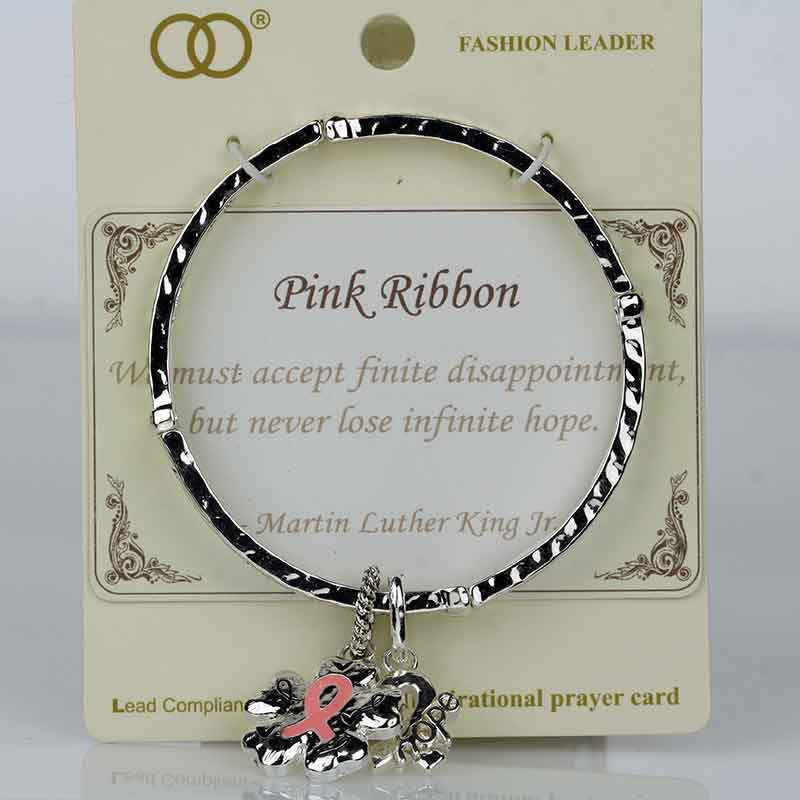 Pink Ribbon Stretch Bracelet - Image 2