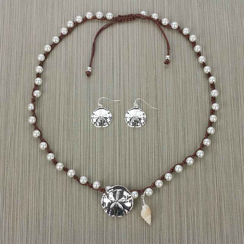 Pearl Bead Knotted Starfish Necklace Set
