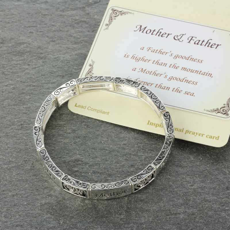 Inspirational "Mother and Father" Stretch Bracelet - Image 2