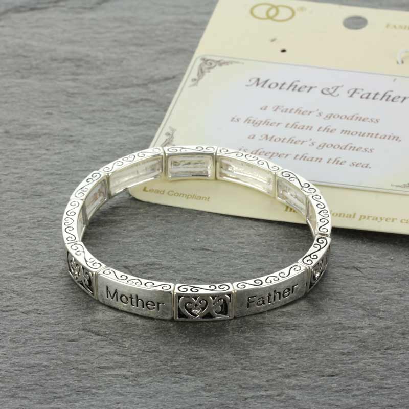 Inspirational "Mother and Father" Stretch Bracelet