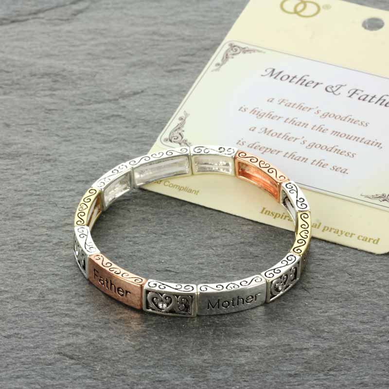 Inspirational "Mother and Father" Stretch Bracelet