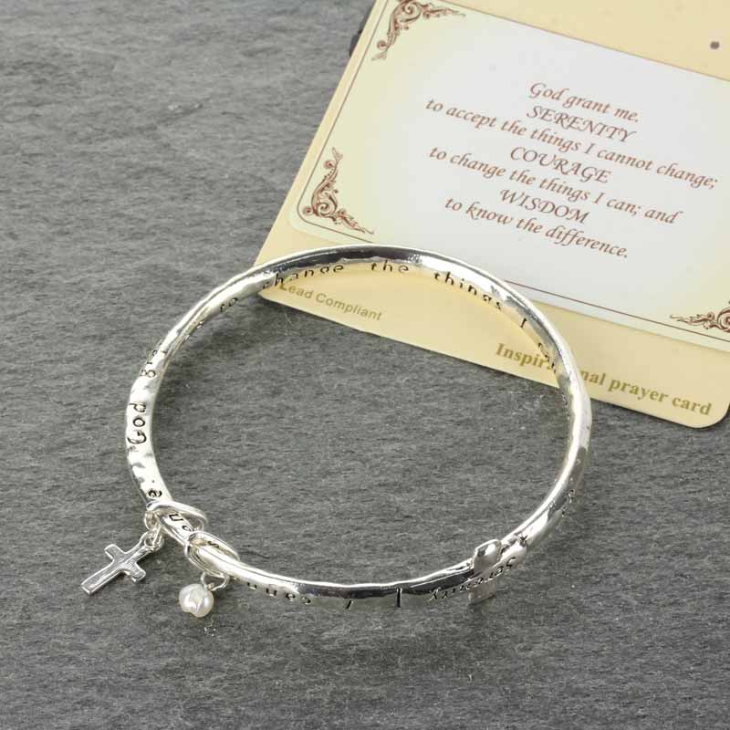 Religious "SERENITY, COURAGE, WISDOM" Twisted Bangle Bracelet - Image 2