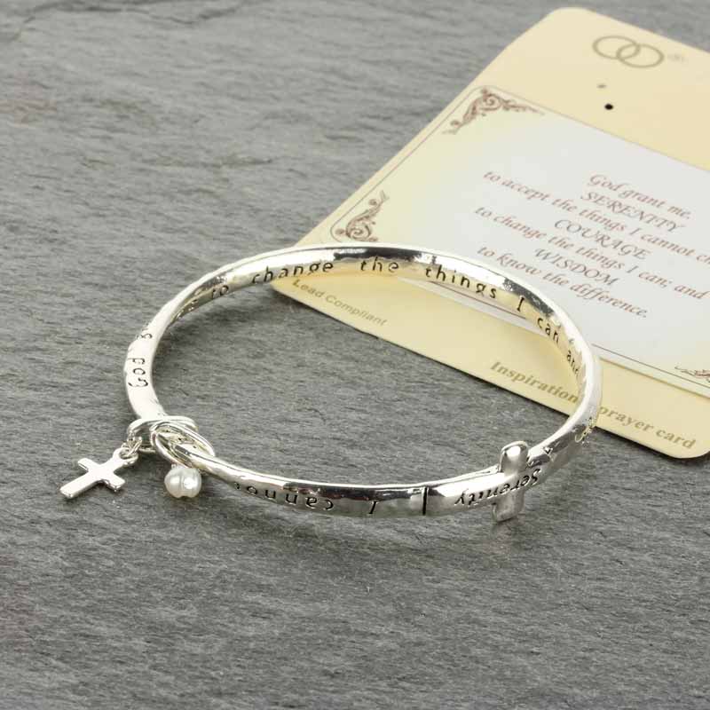Religious "SERENITY, COURAGE, WISDOM" Twisted Bangle Bracelet