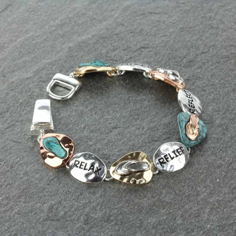 Rustic Sea Life Magnetic Bracelet-Flip Flop - Image 2
