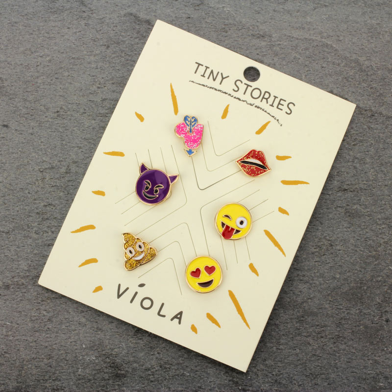 TINY STORIES Face Emoji Theme Pin 6pcs Set