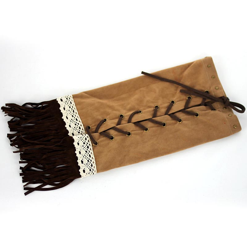 Western Skull Design and Fringe Studded Boot Cover - Image 2
