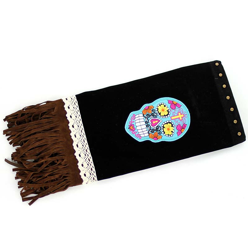 Western Skull Design and Fringe Studded Boot Cover