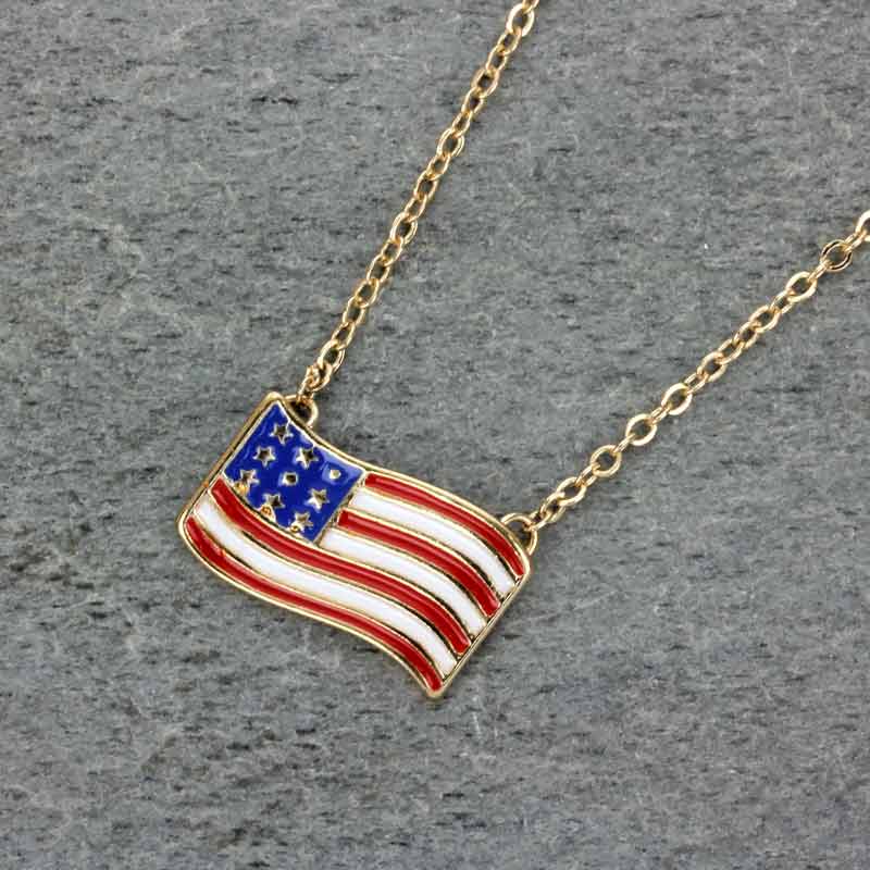 American Flag Necklace Set