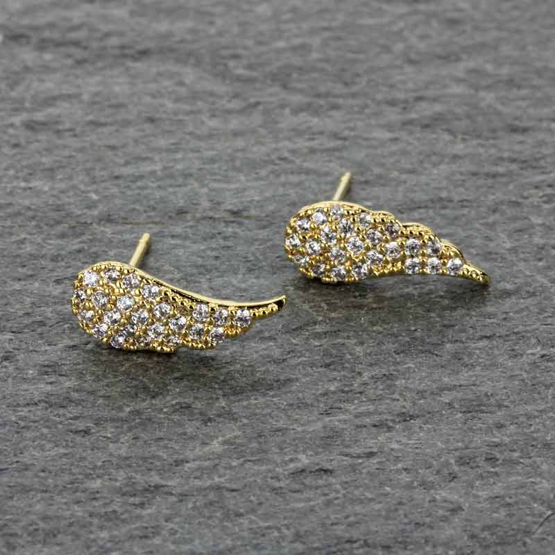 Western CZ Wings Earrings - Image 2