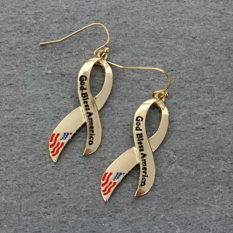Breast Cancer Ribbon Fish Hook Earrings
