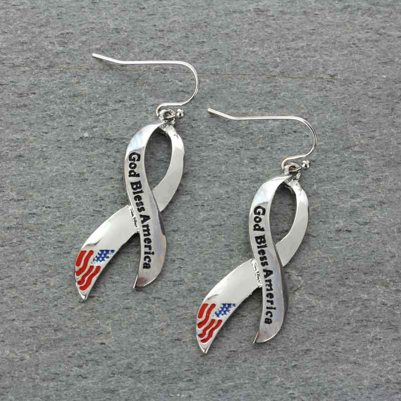Breast Cancer Ribbon Fish Hook Earrings