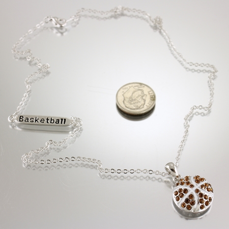 Sports Theme "Basketball" Pendant Necklace