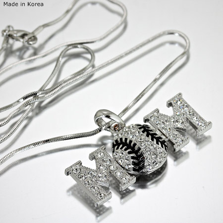 Sports Theme "Baseball Mom" Pendant Necklace