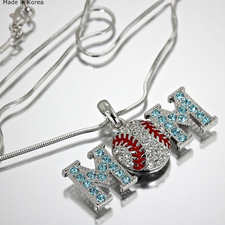 Sports Theme "Baseball Mom" Pendant Necklace