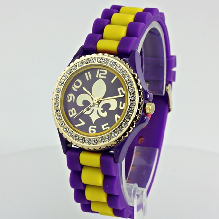 Fleur De Lis Jelly Band Medium Size Watch