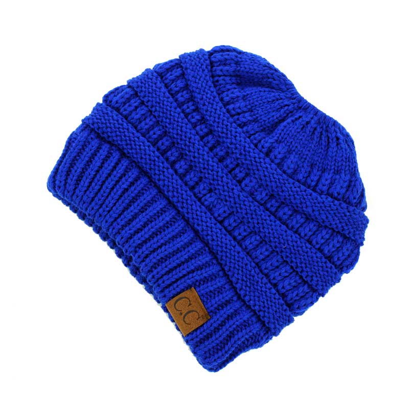 C.C Solid Color Ponytail Messy Bun Beanie
