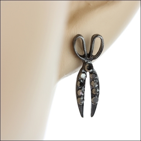 Scissors Rhinestone Post Earrings