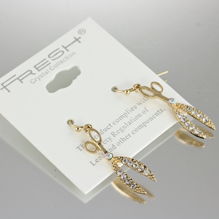 Scissors Rhinestone Fish Hook Earrings