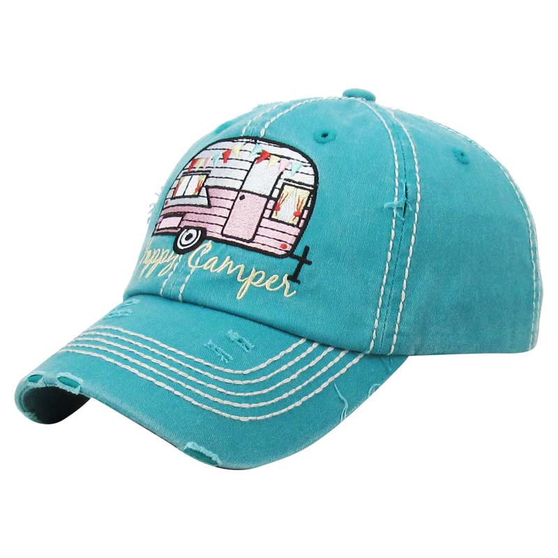 "HAPPY CAMPER" Washed Cotton Vintage Ball Cap