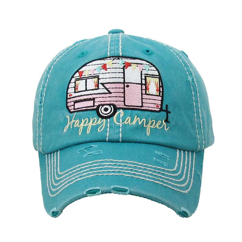 "HAPPY CAMPER" Washed Cotton Vintage Ball Cap - Image 2