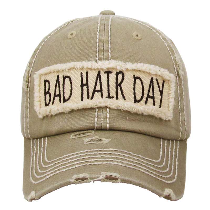 "BAD HAIR DAY" Washed Cotton Vintage Ball Cap