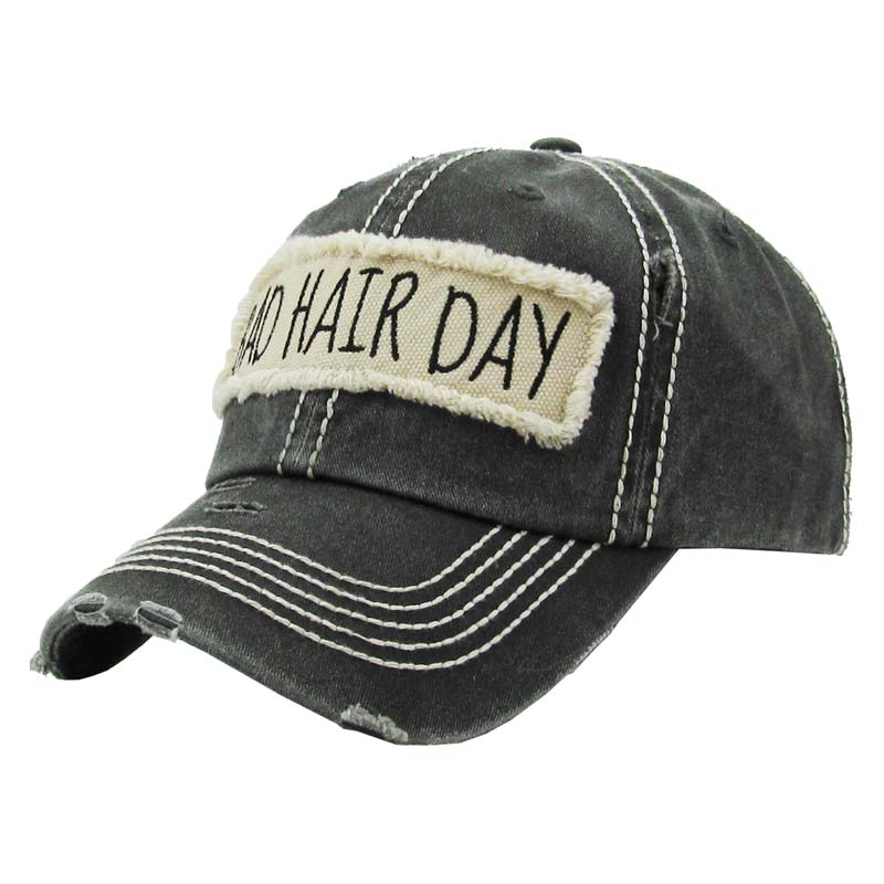 "BAD HAIR DAY" Washed Cotton Vintage Ball Cap - Image 3