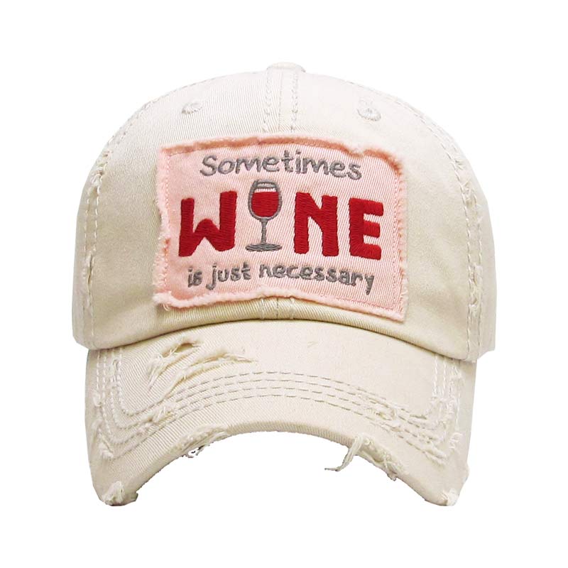 SOMETIMES WINE Ladies Vintage Cotton Ball Cap - Image 3